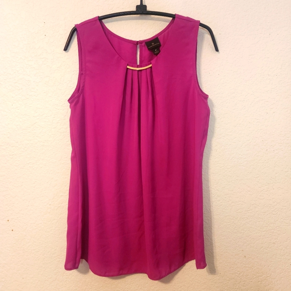 Worthington Fuschia‎ Sleeveless Blouse with Medal Detail, Size M